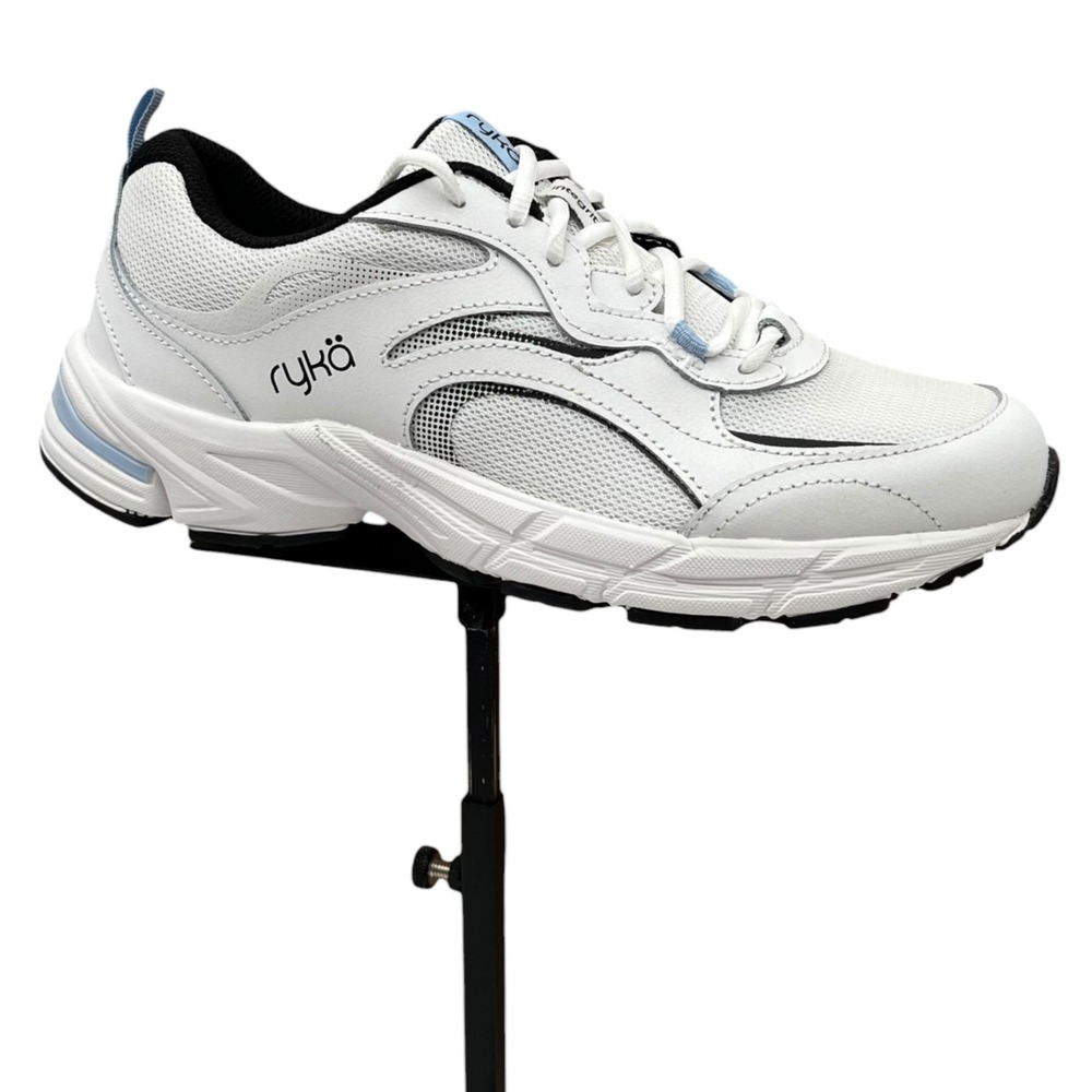 Ryka Women's Integrity Leather Walking Athletic Shoes Size 8 White Black Blue